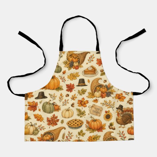 Watercolor Thanksgiving-patroon Schort (Voorkant)