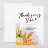 Watercolor Thanksgiving uitnodiging (Voorkant / Achterkant)