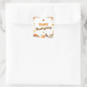 Watercolor Thanksgiving Vierkante Sticker (Tas)