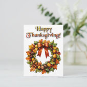 Watercolor Thanksgiving Wreath Topography Feestdagenkaart (Staand voorkant)