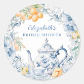 Watercolor Theepartij Bruidsborrel Ronde Sticker (Voorkant)