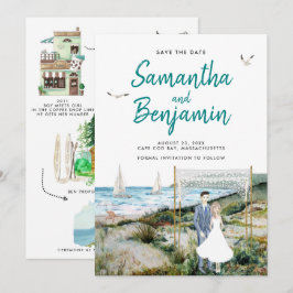 Watercolor Tijdlijn Trouw Save the Date Aankondigi Aankondiging