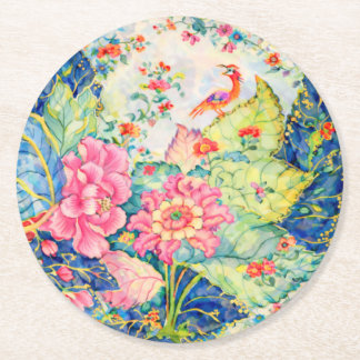 Watercolor Tobacco Leaf China Inspired  Ronde Kartonnen Onderzetter