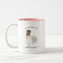 Watercolor Toekomstige Mevrouw Bruid Naam | Monogr Tweekleurige Koffiemok