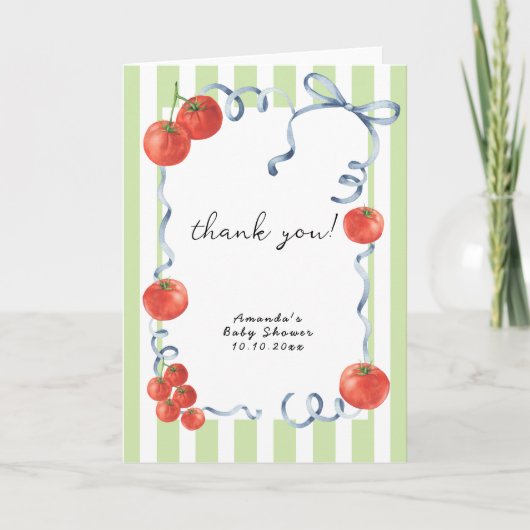 Watercolor tomato baby shower thank you bedankkaart (Voorkant)