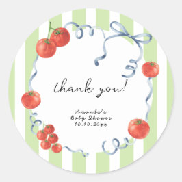 Watercolor tomato baby shower thank you ronde sticker