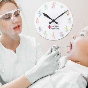 Watercolor Tooth Custom Logo Ronde Klok