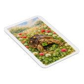 Watercolor Tortoise with lucky clover Magneet (Rechterzijde)