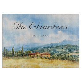 Watercolor Toscaans Mediterraan Familienaam Snijplank