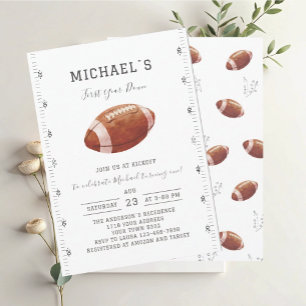 Watercolor touchdowns american football baby showe kaart