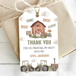 Watercolor Tractor Boerderij 1e Verjaardag Cadeaulabel