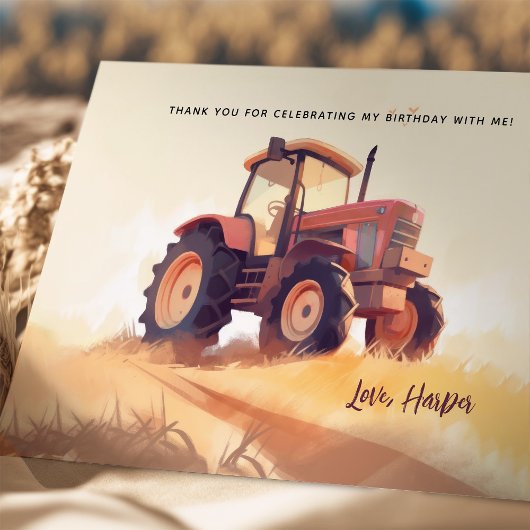 Watercolor Tractor Kinderen Verjaardag Bedankt Kaa