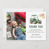 Watercolor Tractor Verjaardagsfeest Foto Bedankkaart (Voorkant)