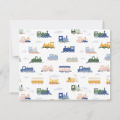 Watercolor Train Baby Boy Nursery Note Card Kaart (Achterkant)
