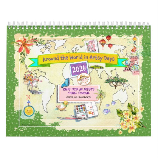 Watercolor Travel Calendar Around the World 2026 Kalender (Hoes)