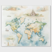 Watercolor Travel Map Cadeaupapier (Vlak)