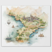 Watercolor Travel Map Cadeaupapier (Vlak)