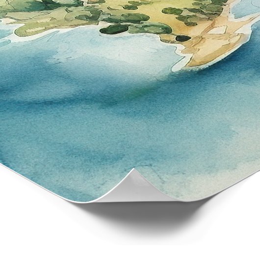 Watercolor Travel Map Poster (Hoek)