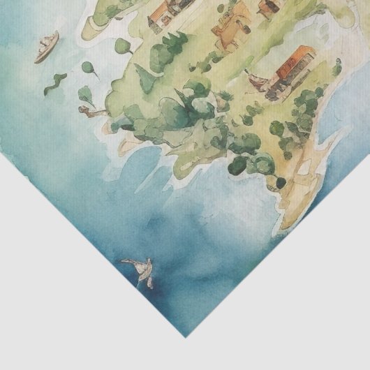 Watercolor Travel Map Tissuepapier (Detail)