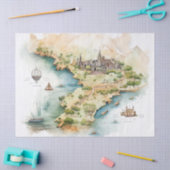 Watercolor Travel Map Tissuepapier (Craft)