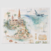 Watercolor Travel Map Tissuepapier (Voorkant)