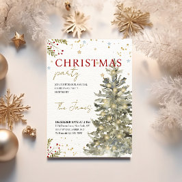 Watercolor Tree and Golden Details Elegant  Feestdagenkaart