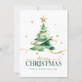 Watercolor Tree Merry Christmas Holiday Card Feestdagenkaart (Voorkant)