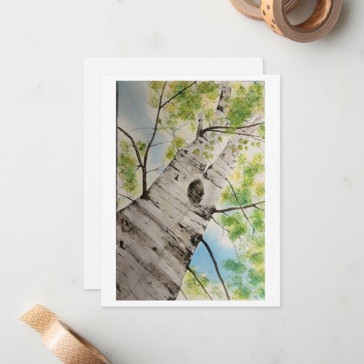 Watercolor Tree  Notitiekaartje (Voorkant / Achterkant in situ)