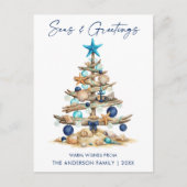 Watercolor Tree Seas and Greetings Beach Feestdagenkaart (Voorkant)