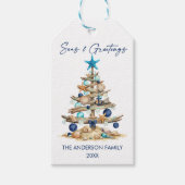 Watercolor Tree Seas and Greetings Beach Holiday Cadeaulabel (Voorkant)