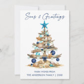 Watercolor Tree Seas and Greetings Photo Beach Feestdagenkaart (Voorkant)
