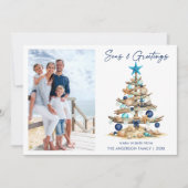 Watercolor Tree Seas and Greetings Photo Beach Feestdagenkaart (Voorkant)
