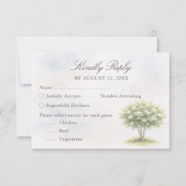 Watercolor Tree Wedding RSVP Card Kaartje