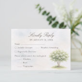 Watercolor Tree Wedding RSVP Card Kaartje (Staand voorkant)