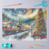 Watercolor Trein en Kerstboom Tissuepapier (Craft)