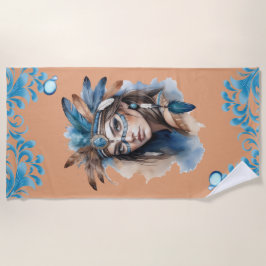 Watercolor Tribale Schoonheid: Geest van Boheemse  Strandlaken