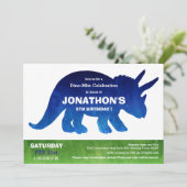 Watercolor Triceratops Dinosaur Verjaardagsfeestje Kaart (Staand voorkant)