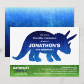 Watercolor Triceratops Dinosaur Verjaardagsfeestje Kaart (Voorkant / Achterkant)