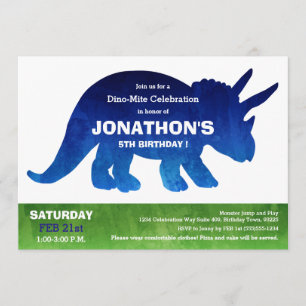 Watercolor Triceratops Dinosaur Verjaardagsfeestje Kaart