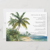 Watercolor Tropical Beach All In One Wedding Kaart (Achterkant)