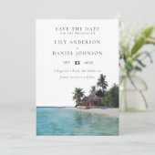 Watercolor Tropical Beach Destination Wedding Save The Date (Staand voorkant)