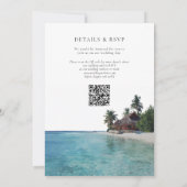Watercolor Tropical Beach QR Code Wedding Kaart (Achterkant)