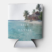 Watercolor Tropical Beach Wedding Blikjeskoeler (Voorkant)