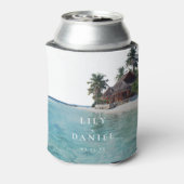 Watercolor Tropical Beach Wedding Blikjeskoeler (Blikje Achterkant)