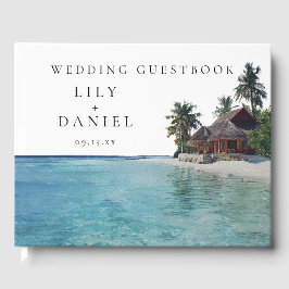 Watercolor Tropical Beach Wedding Gastenboek