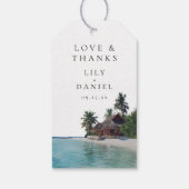 Watercolor Tropical Beach Wedding Thank You Cadeaulabel (Achterkant)