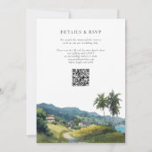 Watercolor Tropical Caribbean QR Code Wedding Kaart (Achterkant)