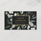 Watercolor Tropical Eucalyptus Greenery Black Visitekaartje (Voorkant)
