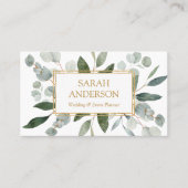 Watercolor Tropical Eucalyptus Greenery White Visitekaartje (Voorkant)