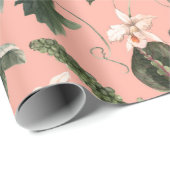 Watercolor tropical exotic pattern with orchid, gr cadeaupapier (Rol Hoek)